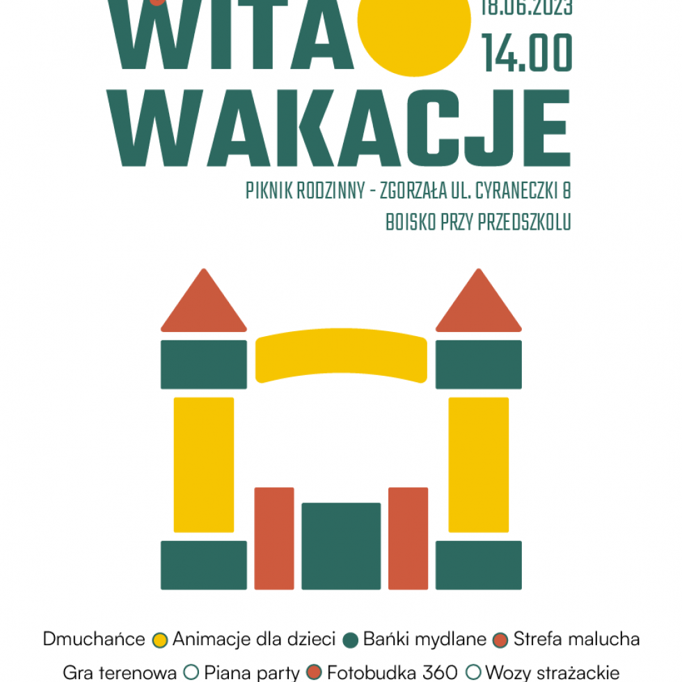 Plakat Zgorzała wita Wakacje 2023